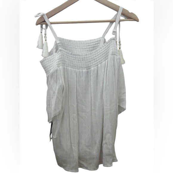 JM Collection Petite Tie-Shoulder Tassel Top - Picture 4 of 9